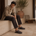 Bronx - Men's Dark Brown Pebble Grain Leather Sandal