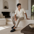 Bronx - Men's Black Pebble Grain Leather Sandal