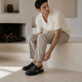 Bronx - Men's Black Pebble Grain Leather Sandal