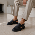 Bronx - Men's Black Pebble Grain Leather Sandal