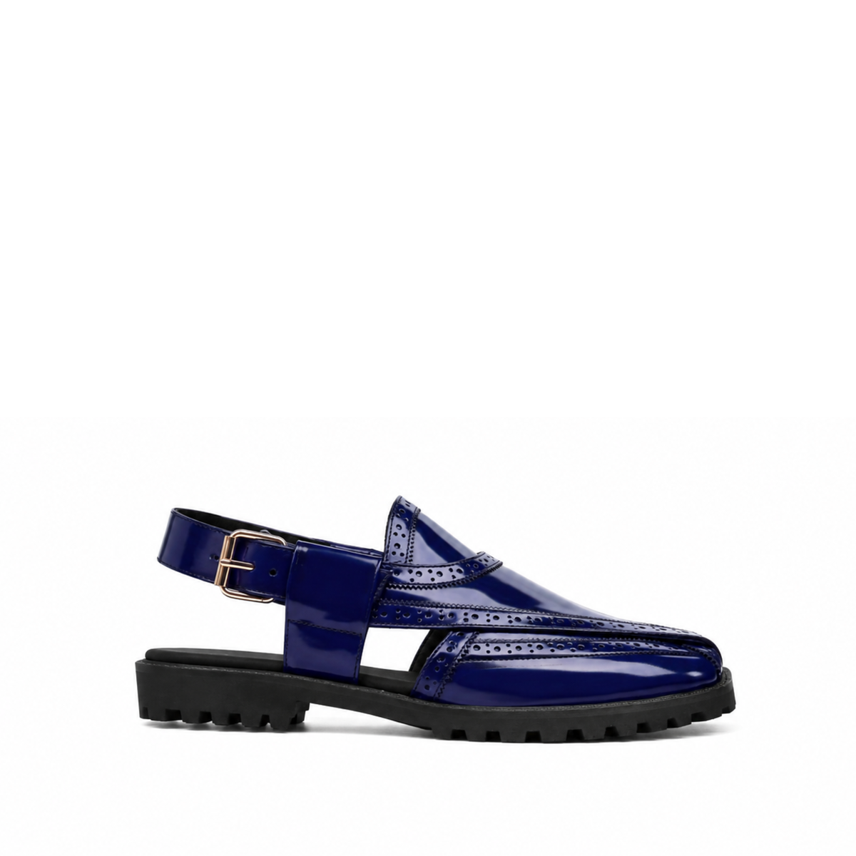 Brooklyn - Men's Blue Box Leather High Shine Sandal