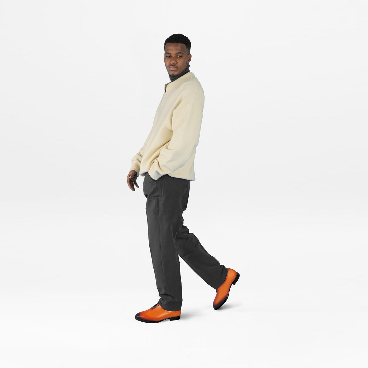 Dino - Men's Burnished Tan Patina Calf Leather Wholecut Shoe