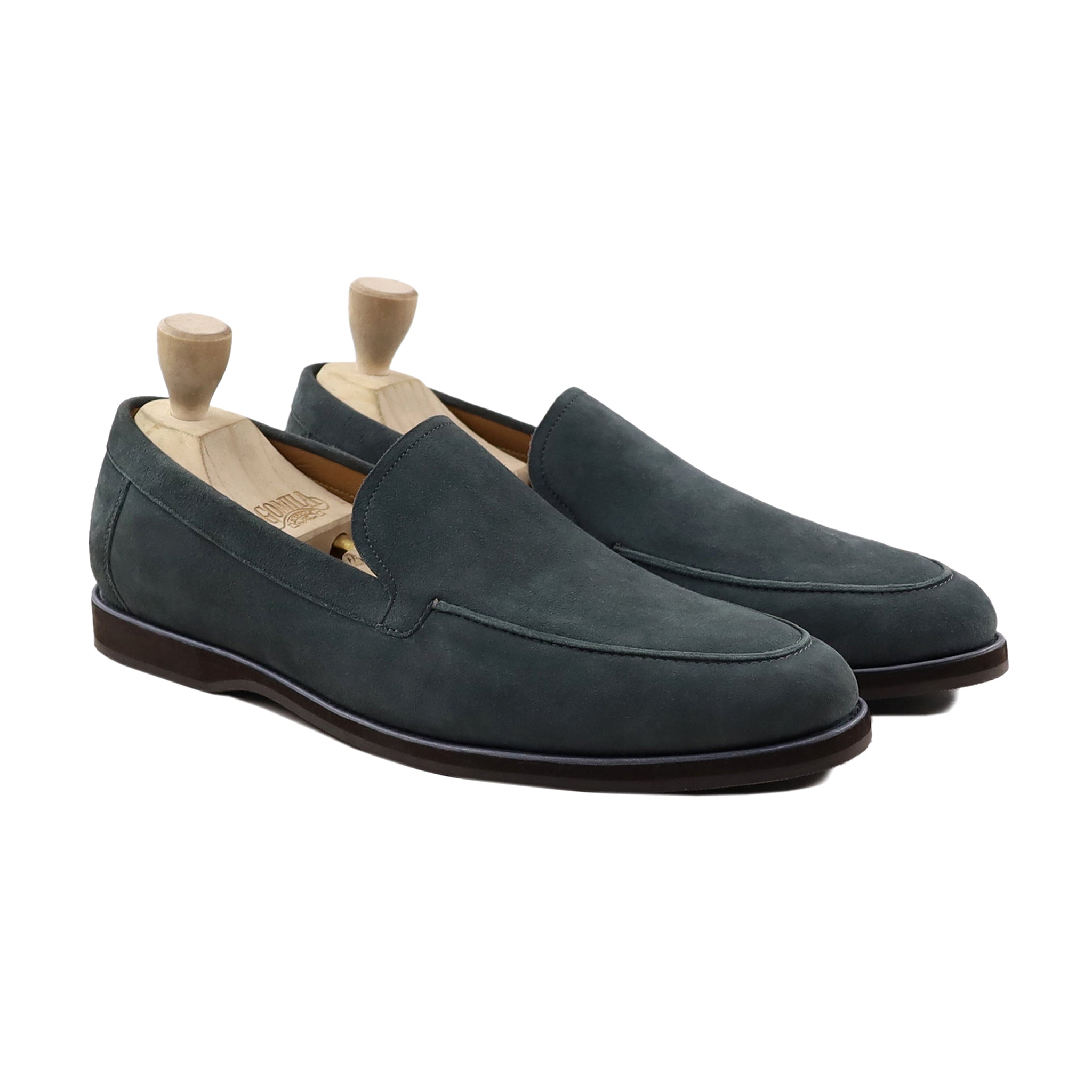 Chikafusa - Men's  Charcoal Grey Kid Suede Loafer