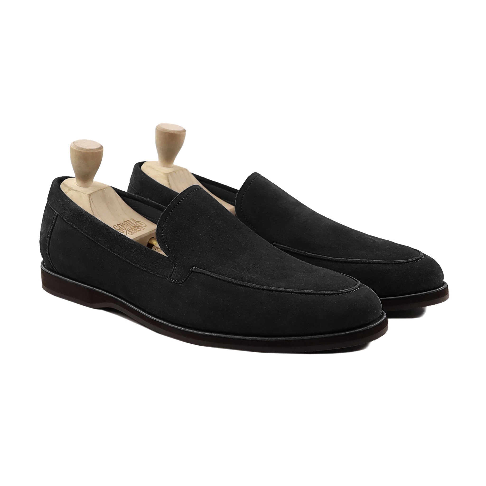 Chikafusa - Men's Black Kid Suede Loafer