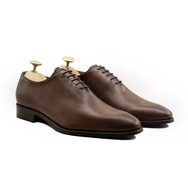 Trace - Men's Brown Patina Calf Leather Wholecut Shoe