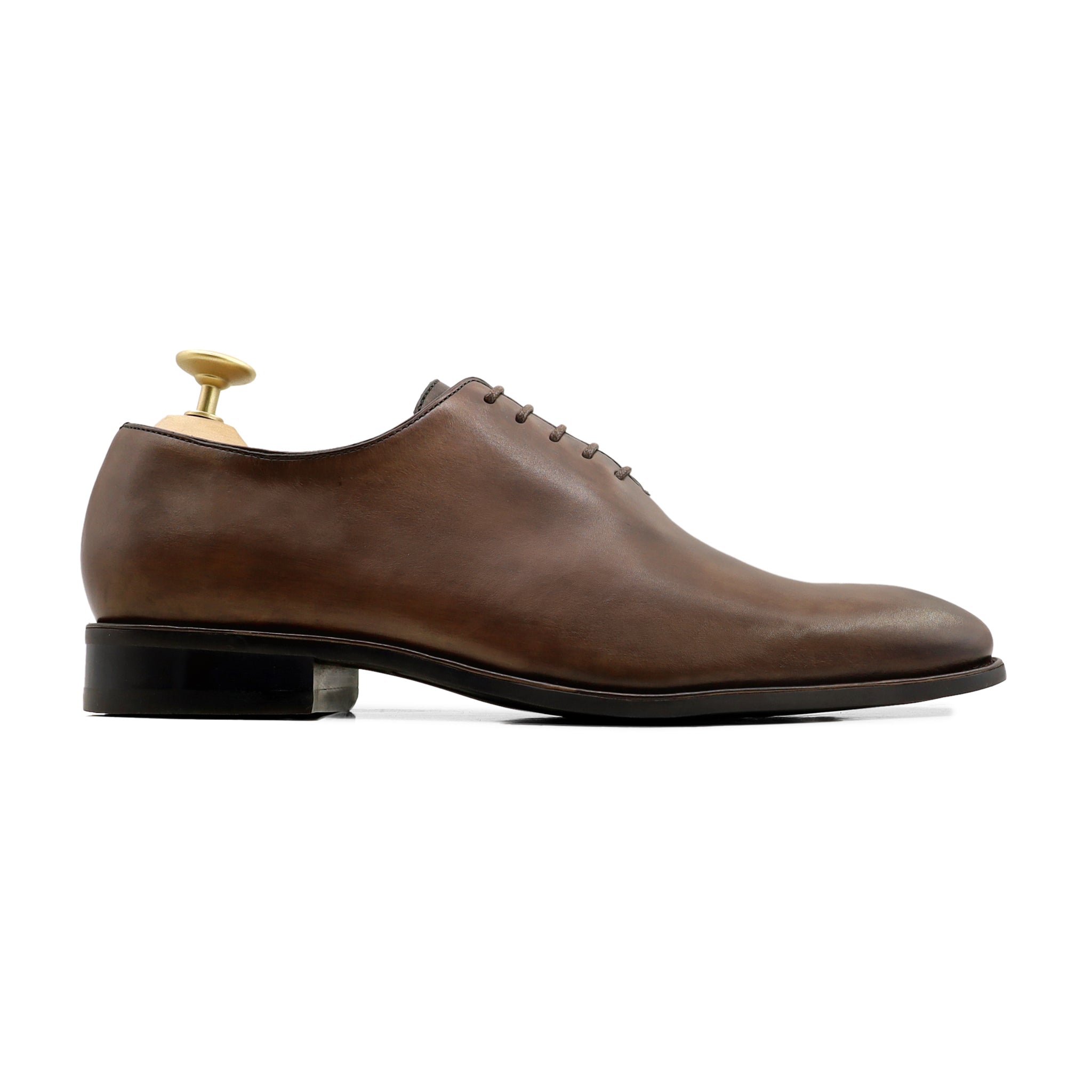 Trace - Men's Brown Patina Calf Leather Wholecut Shoe