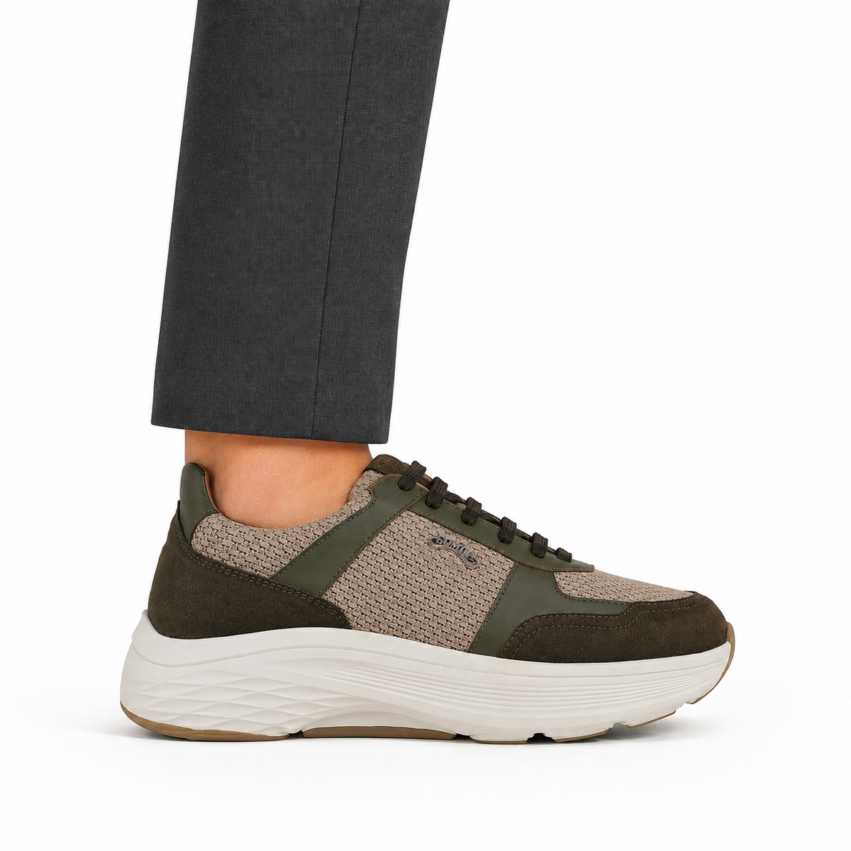 Novak - Men's Beige & Olive Green Sneaker