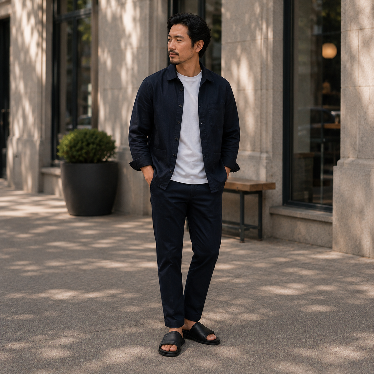 Nuvia - Men's Black Calf Leather Slipper