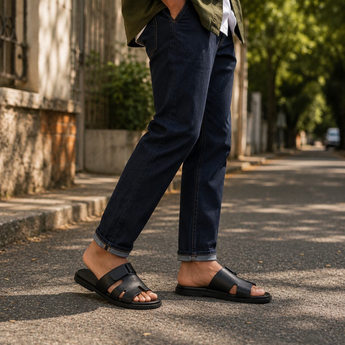 Erif - Men's Black Calf Leather Slipper