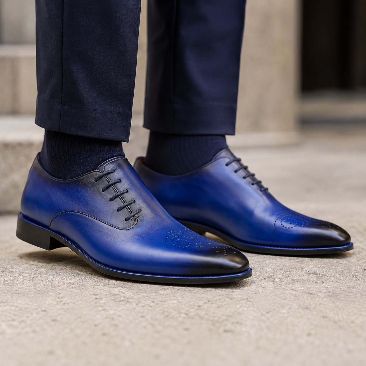 Tangos - Men's Burnished Blue Calf Leather Wholecut Shoe