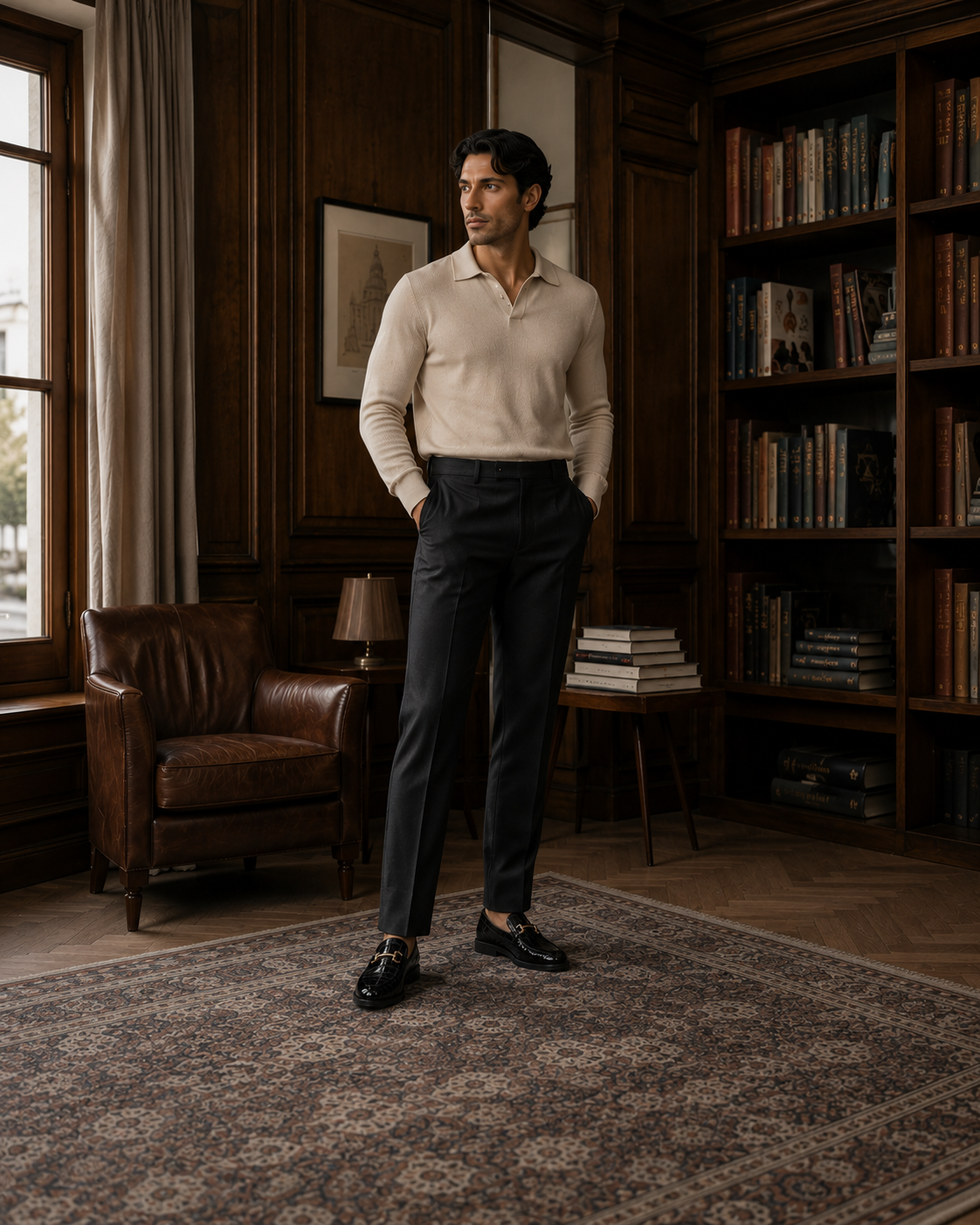 آروو - مردوں کے سیاہ پیٹنٹ لیدر لافر