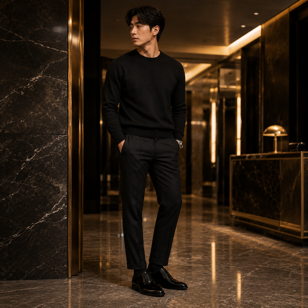 Carmelo - Men's Black Patent Leather Wholecut Shoe