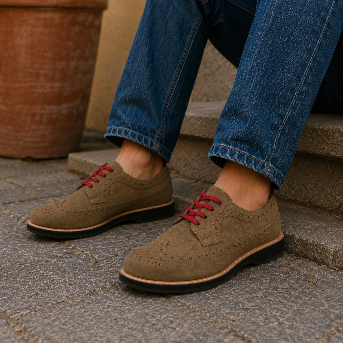 Jack - Men's Light Brown Kid Suede Derby Shoe