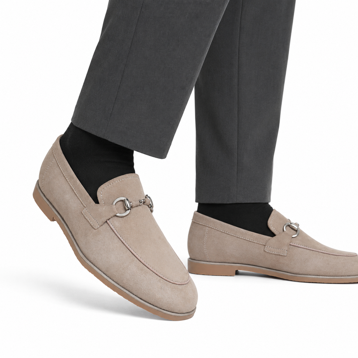Albert - Men's Biege Goat Suede Loafer