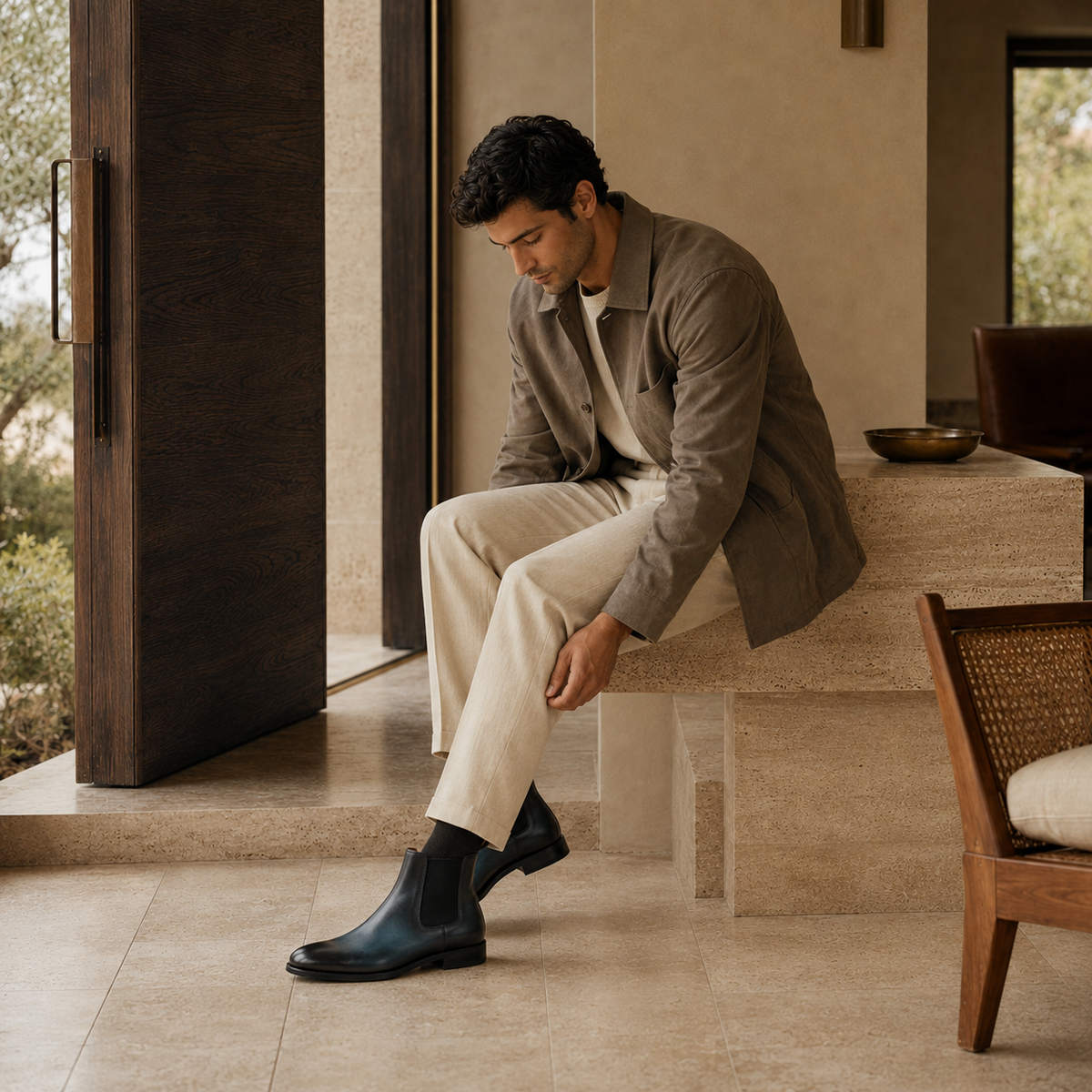 Miho - Men's Burnish Blue Calf Leather Chelsea Boot