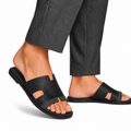 Kiara - Men's Black Calf Leather Slippers