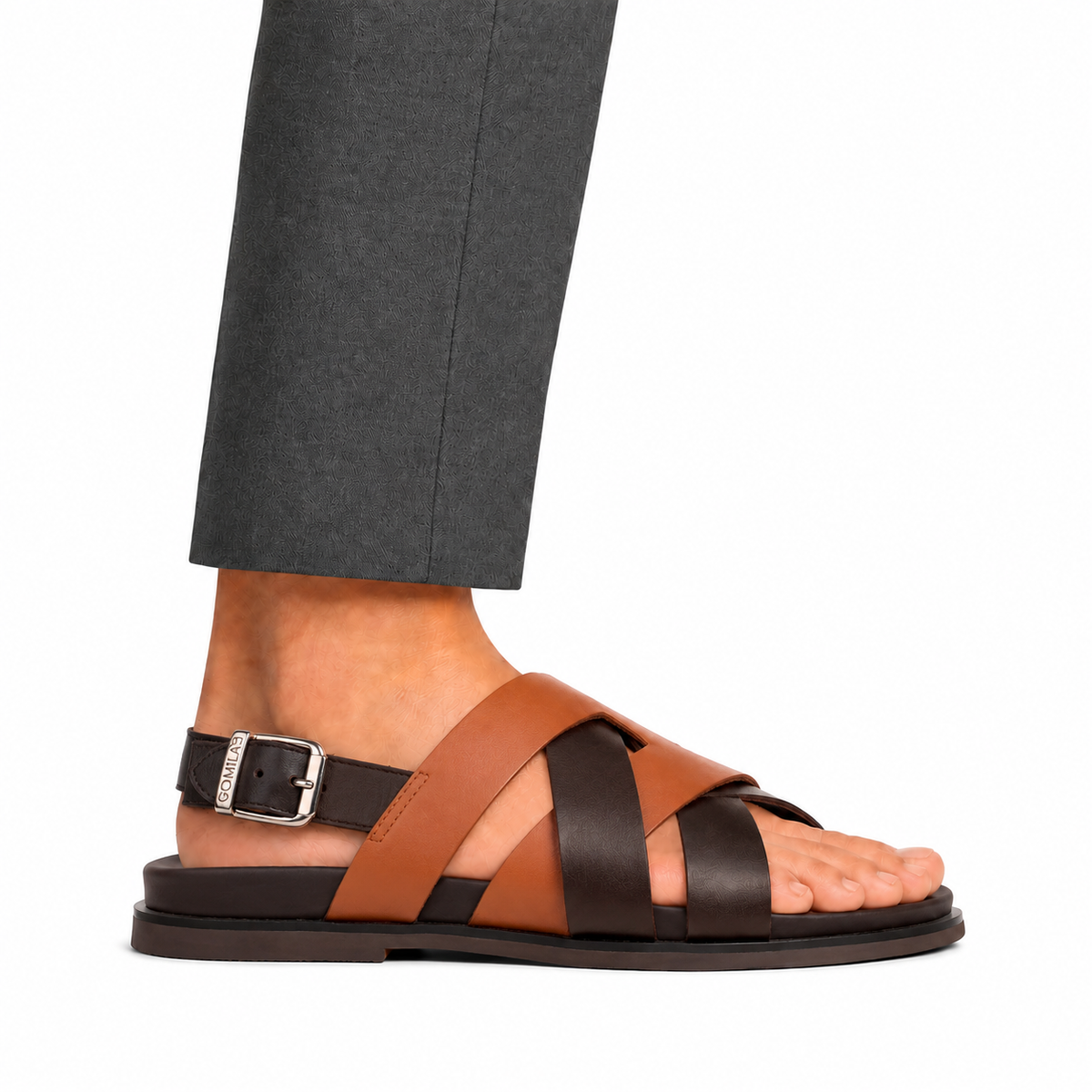 Galo - Men's Dark Brown & Tan Calf Leather Sandal