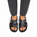 Galo - Men's Black & Grey Calf Leather Sandal