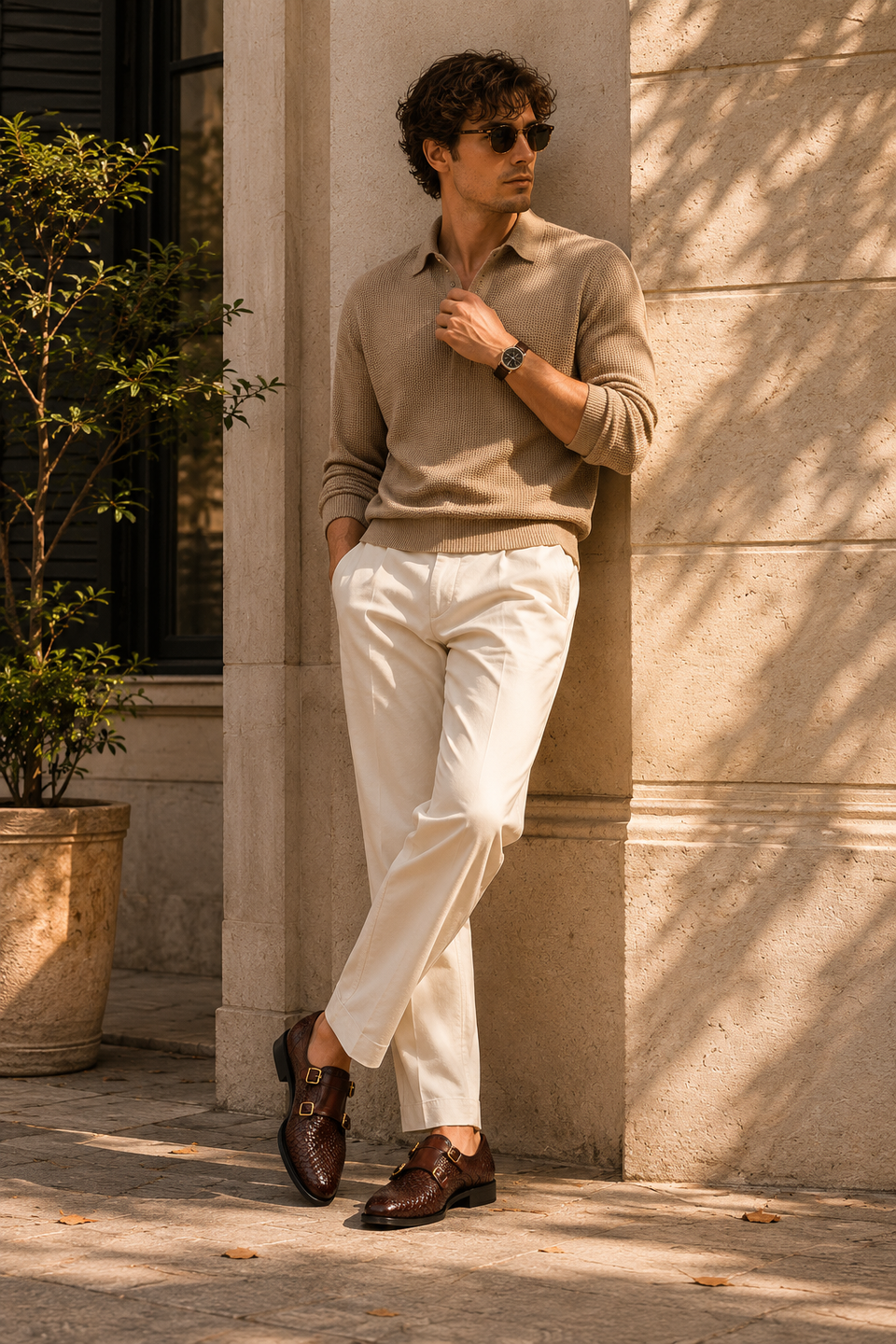 Leona - Men's Dark Brown Hand Woven Calf