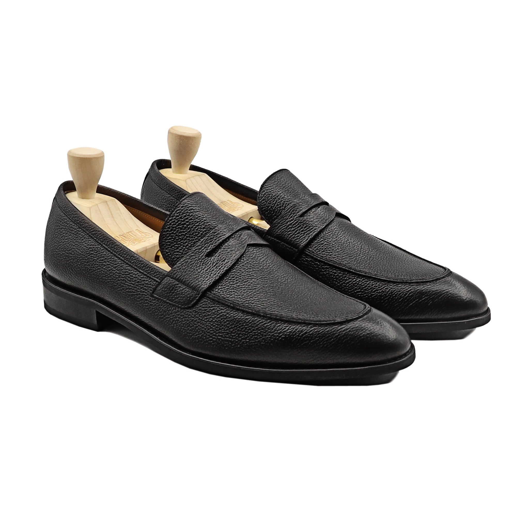 Campania - Men's Black Pebble Grain Leather Loafer