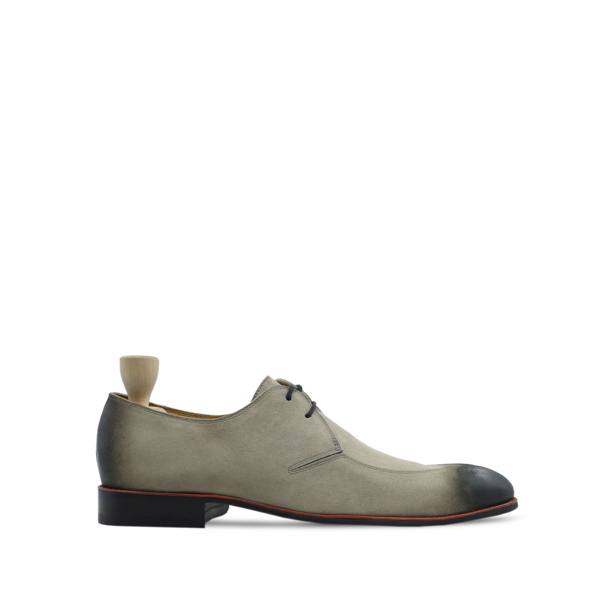 Crum - Men's Steel Grey Kid Suede Derby Shoe