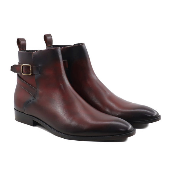 Atsushi - Men's Burnisheded Brown Patina Calf Leather Jodhpur Boot