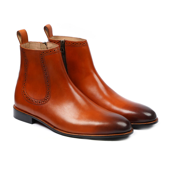 Turin - Men's Burnished Tan Calf Leather Chelsea Boot