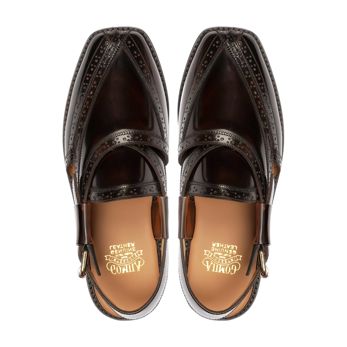 Krimml - Men's Dark Brown Box Leather High Shine Sandal