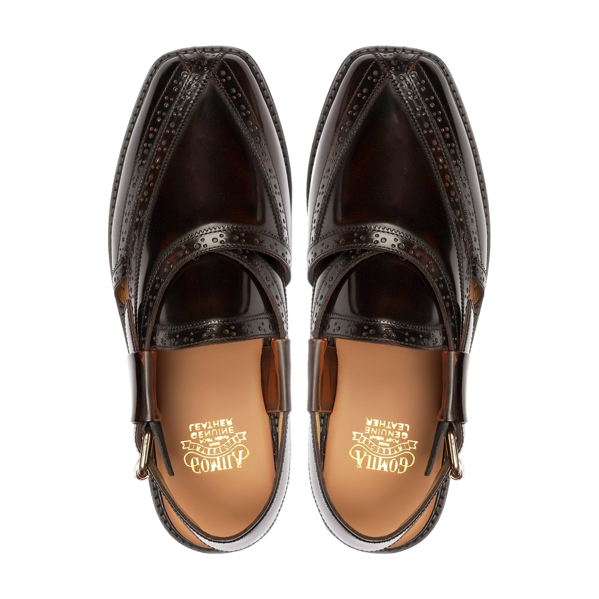 Krimml - Men's Dark Brown Box Leather High Shine Sandal