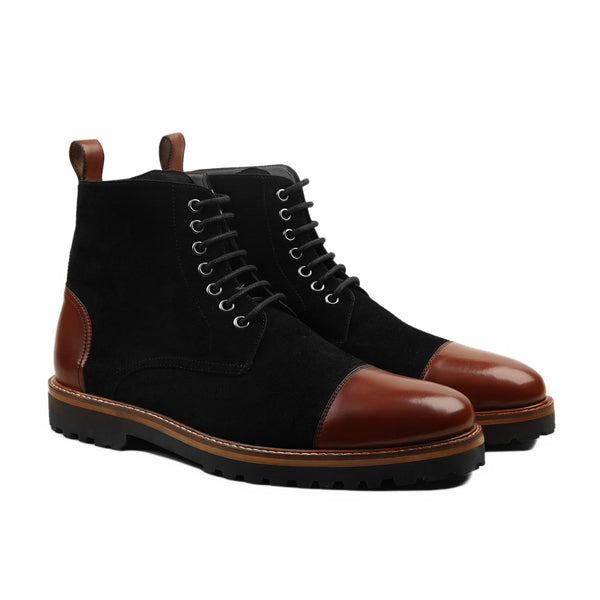Alborg - Men's Brown Calf Leather and Black Kid Suede Boot