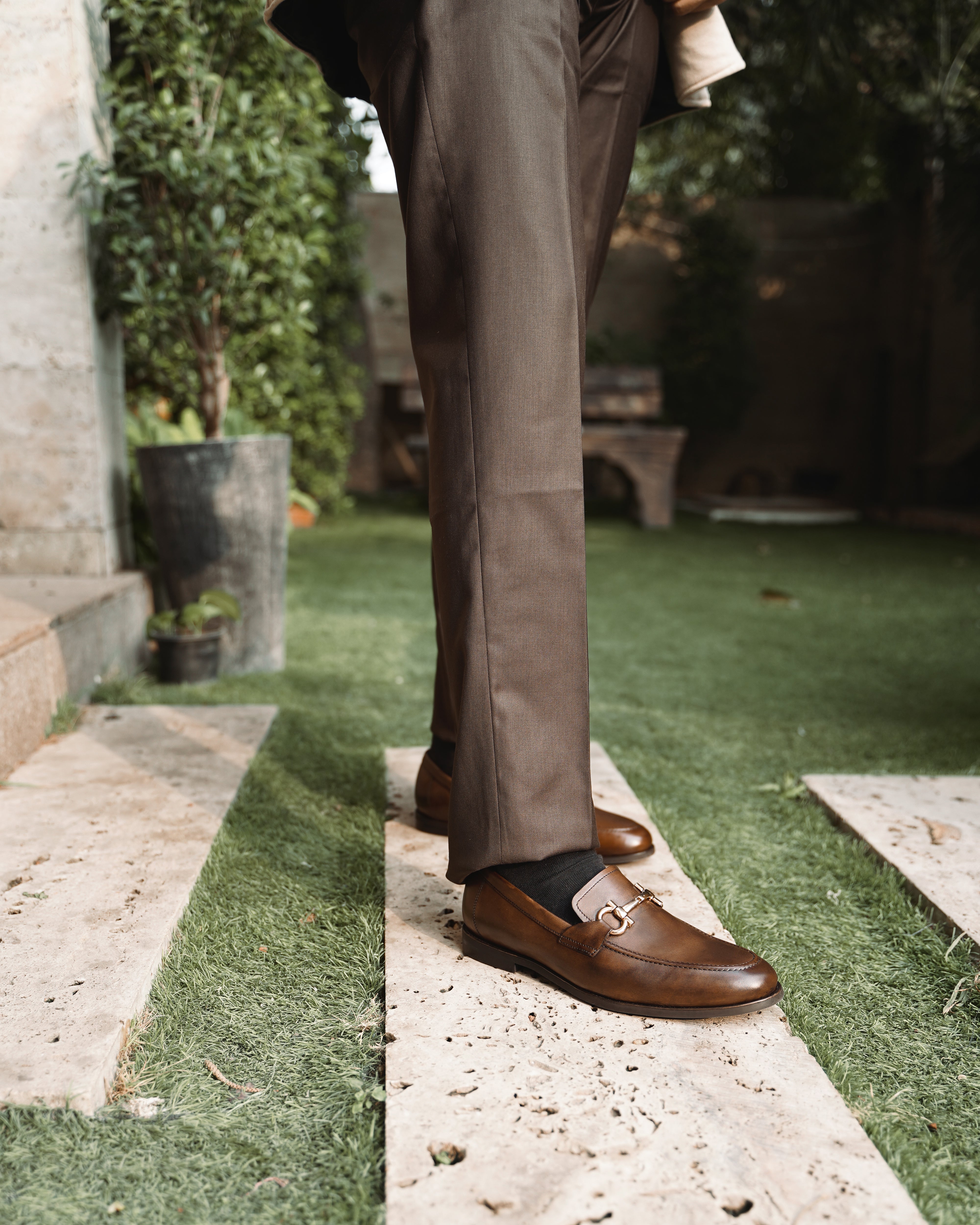 Essen - Men's Brown Patina Calf Leather Loafer