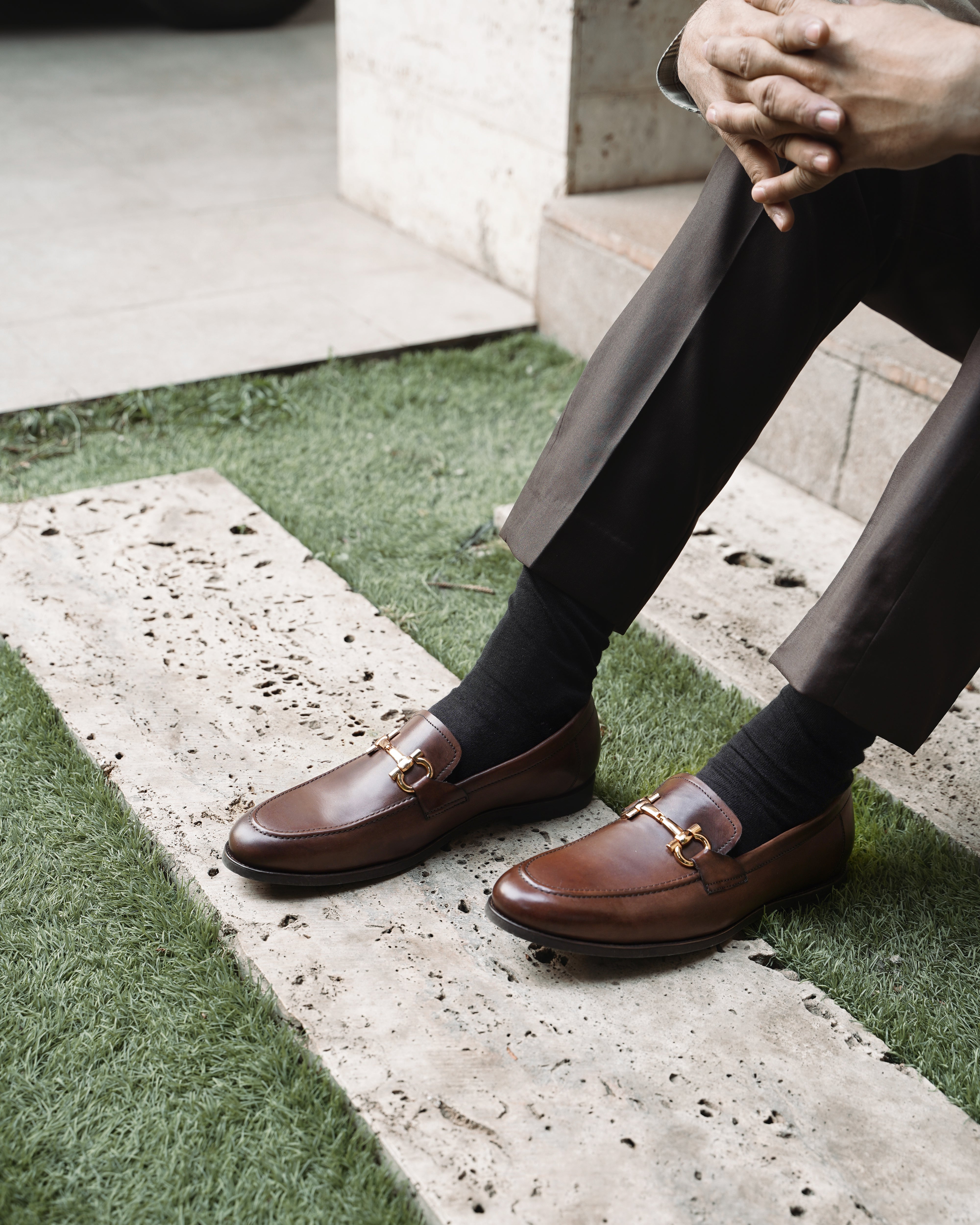 Essen - Men's Brown Patina Calf Leather Loafer