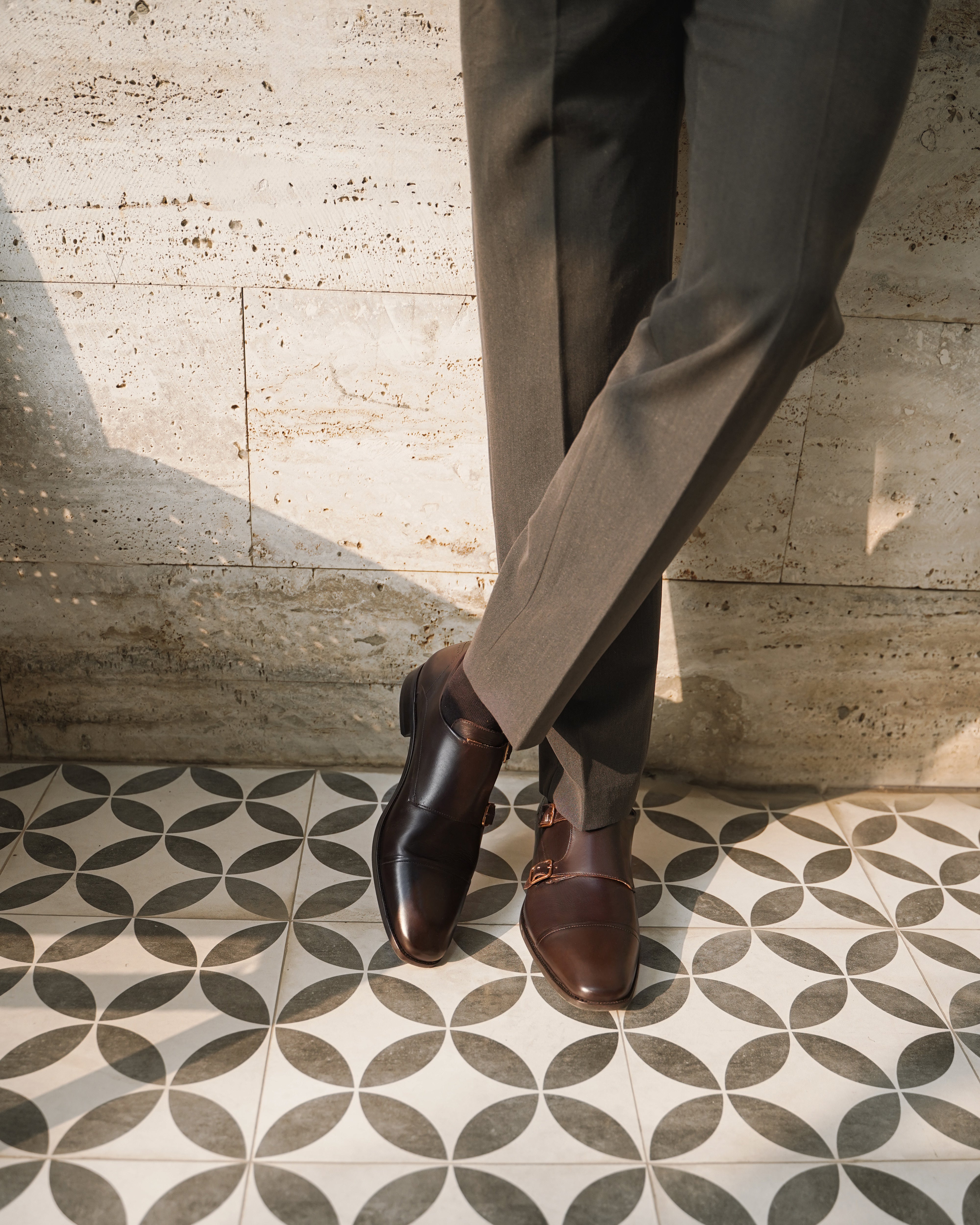 Sanford - Men's Dark Brown Calf Leather Double Monkstrap