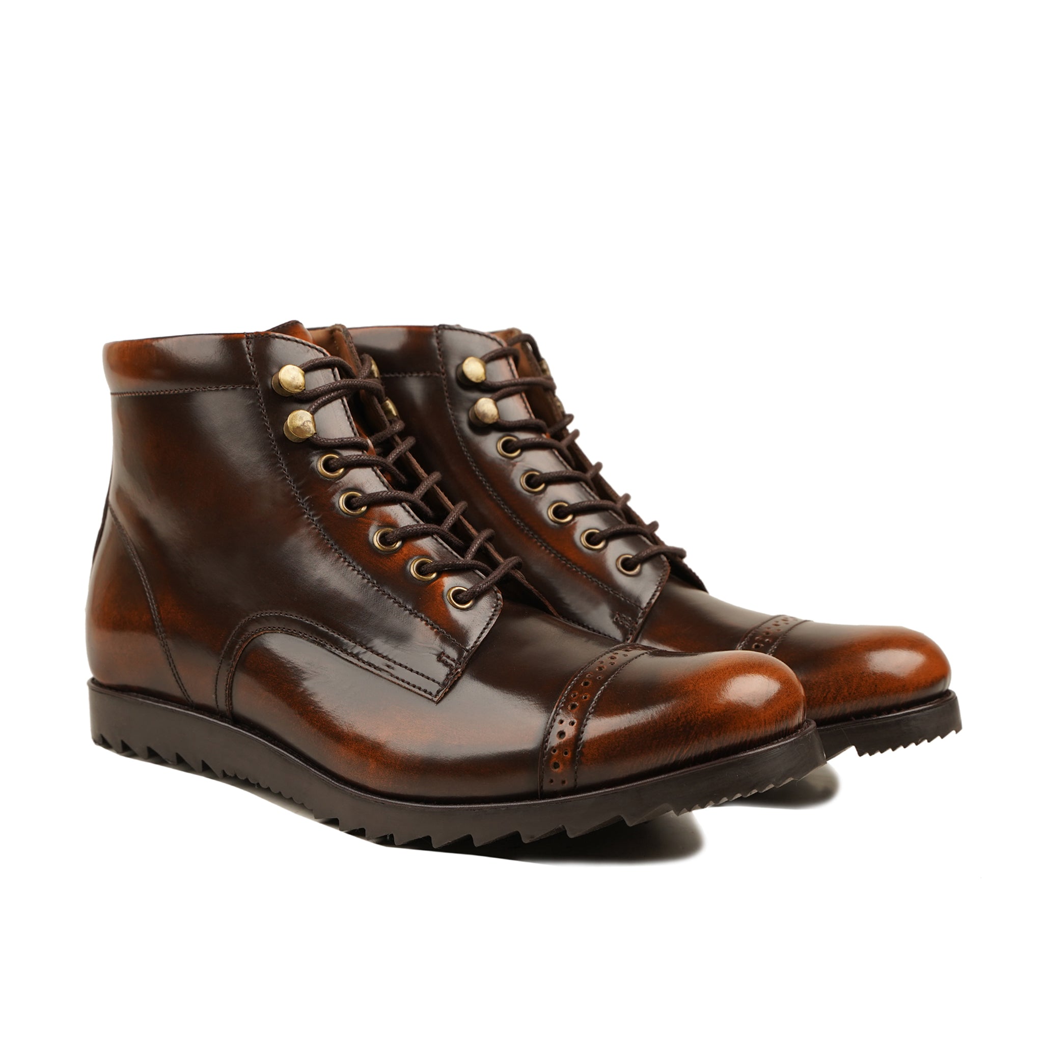 Messolonghi - Men's Burnished Brown Box Leather High Shine Boot