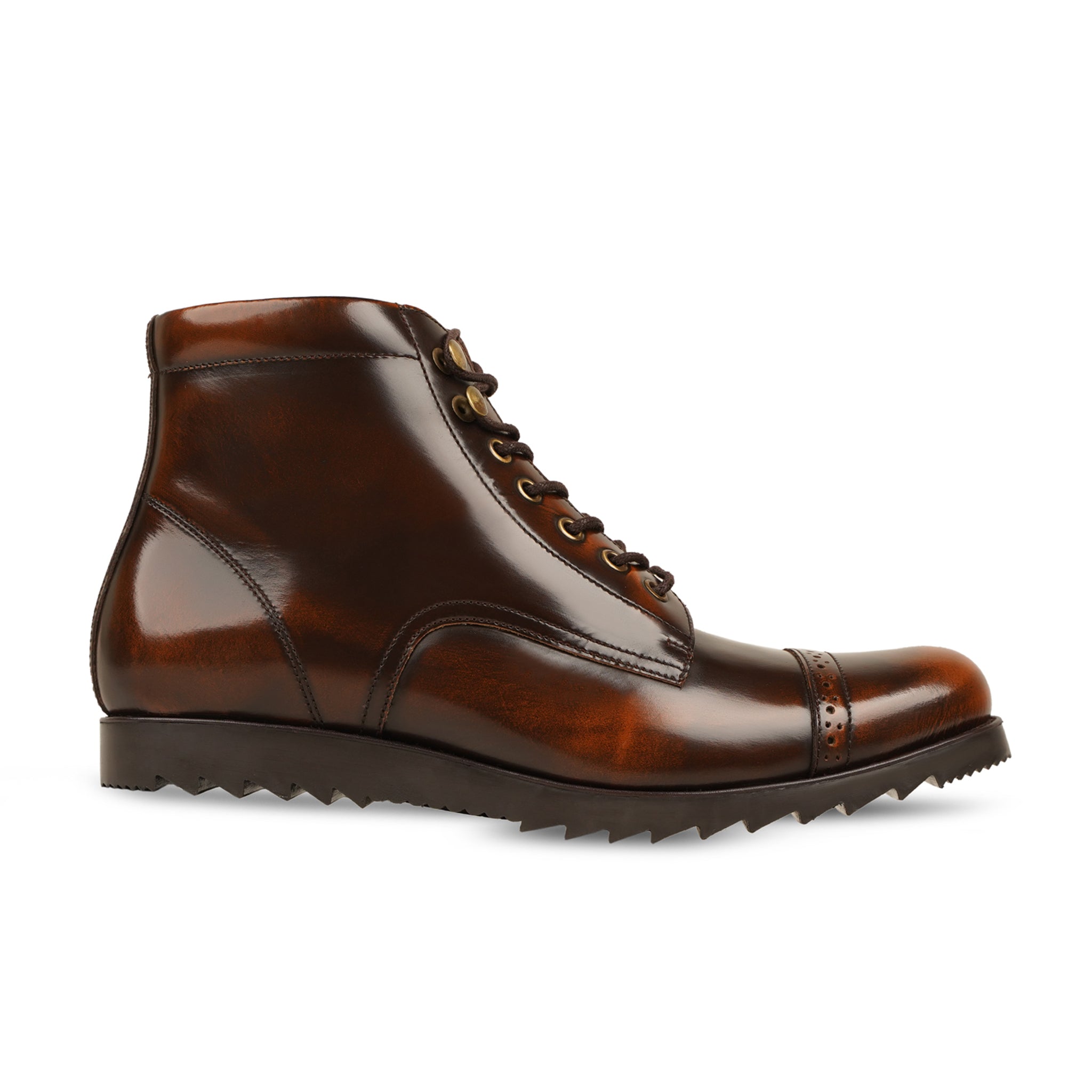 Messolonghi - Men's Burnished Brown Box Leather High Shine Boot