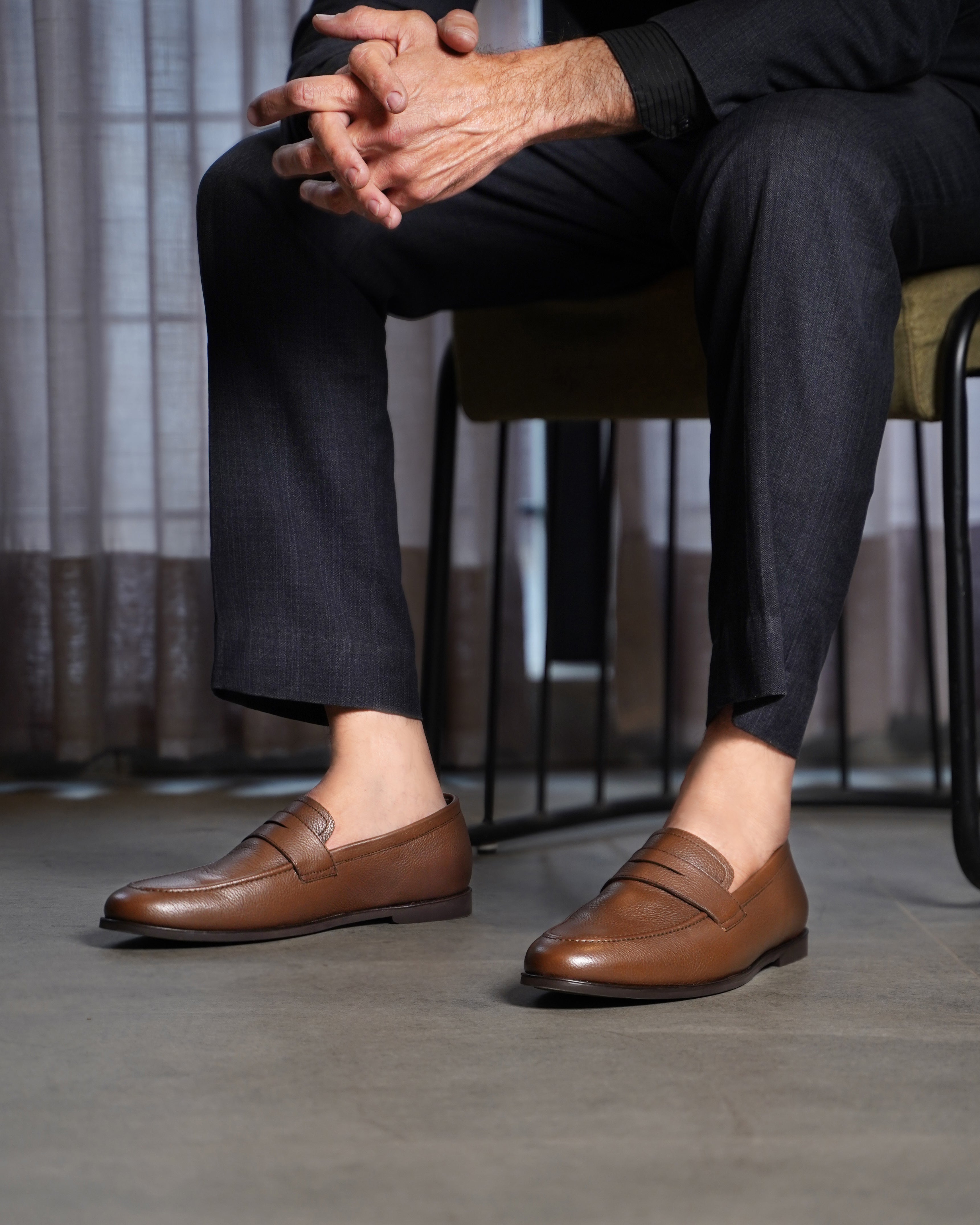 Bruin - Men's Brown Pebble Grain Leather Loafer