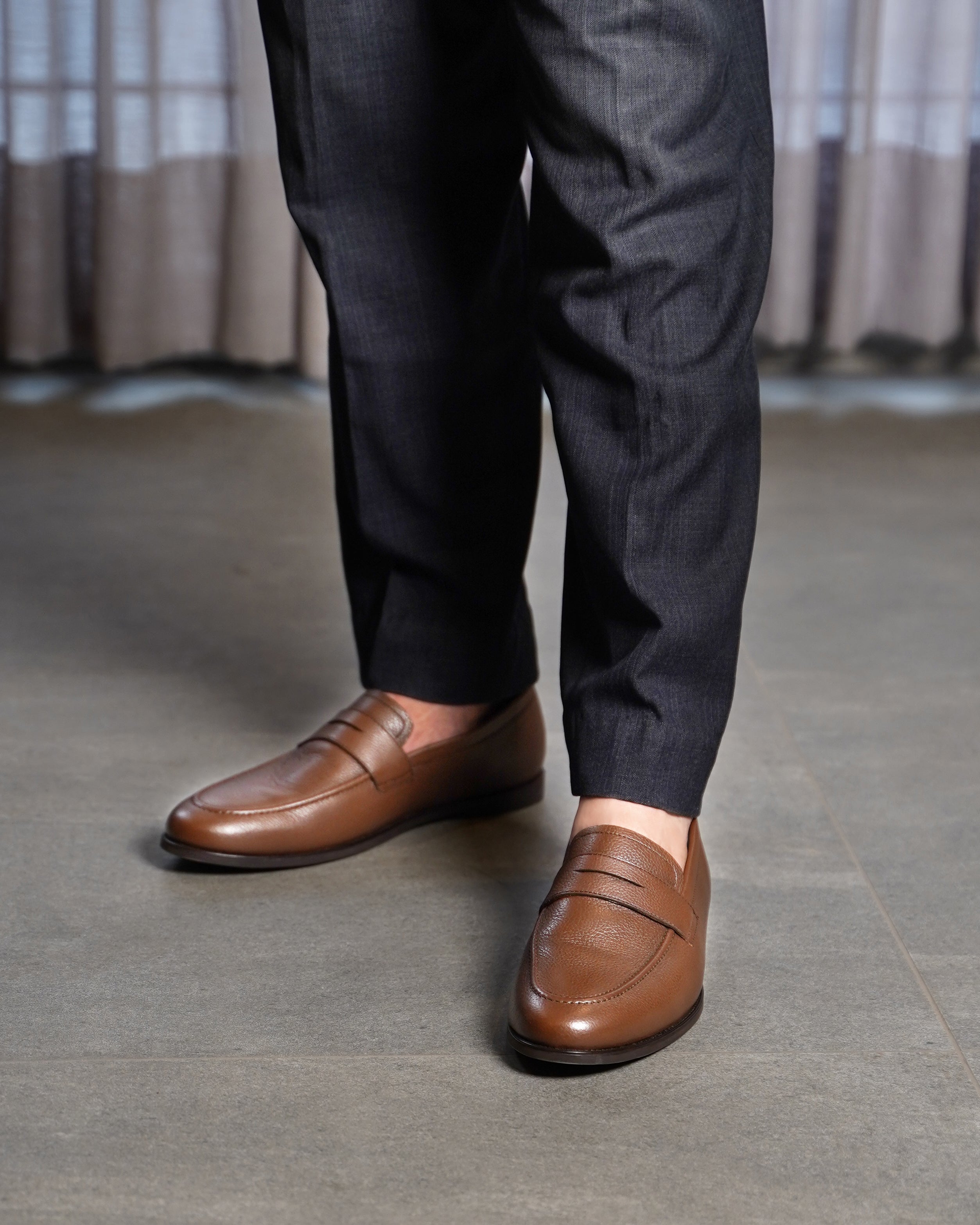 Bruin - Men's Brown Pebble Grain Leather Loafer