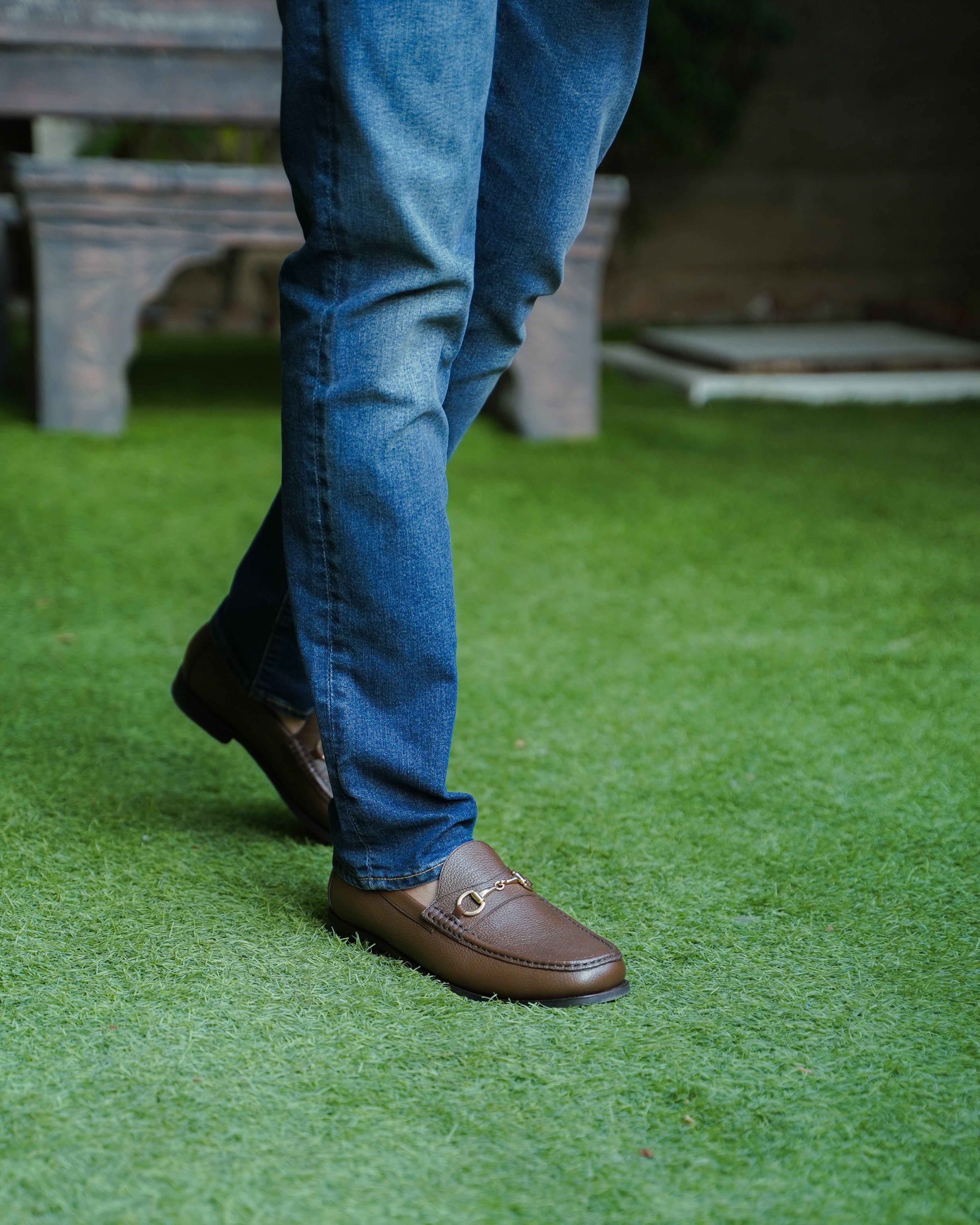 Tom - Men's Brown Pebble Grain Leather Loafer