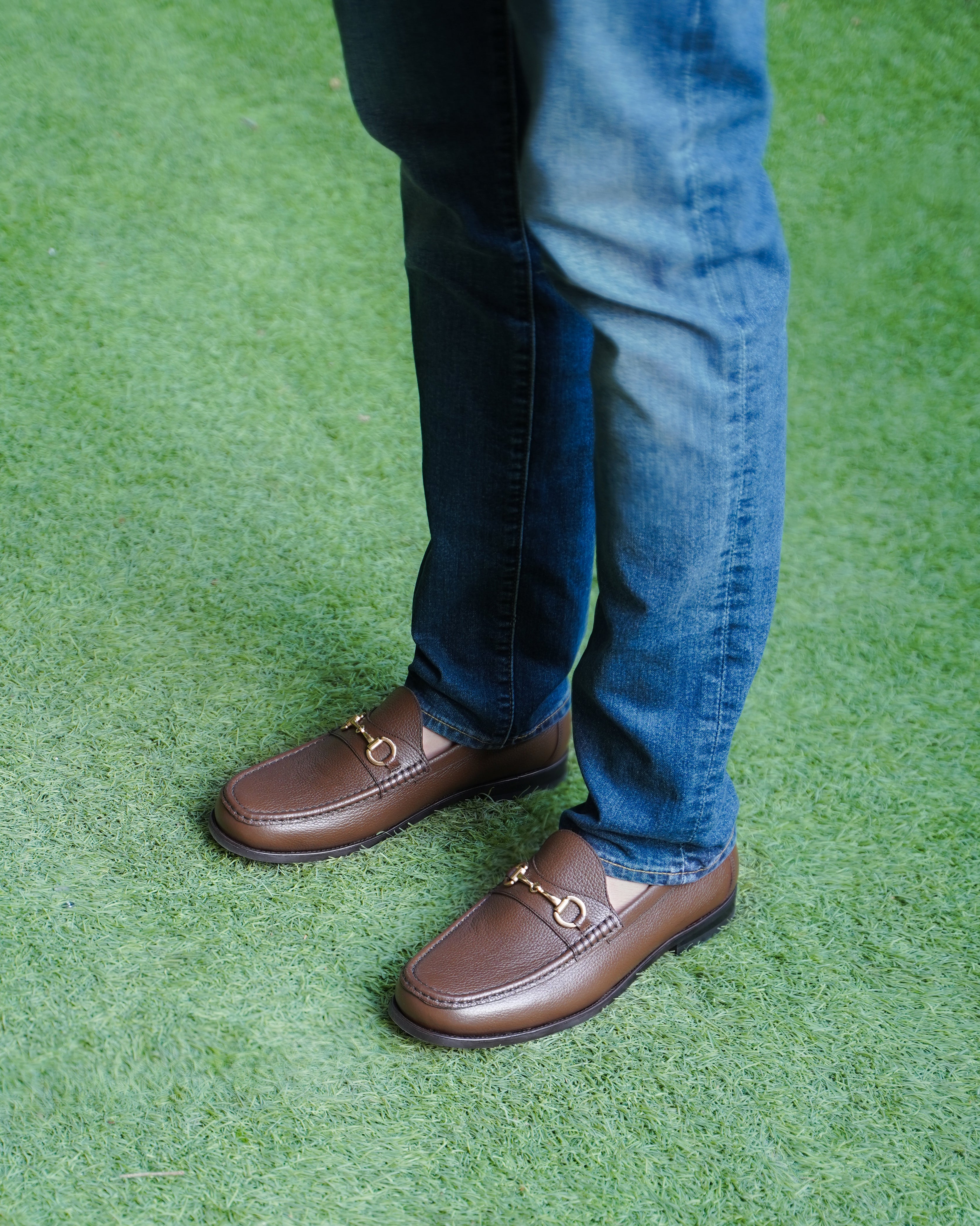 Tom - Men's Brown Pebble Grain Leather Loafer