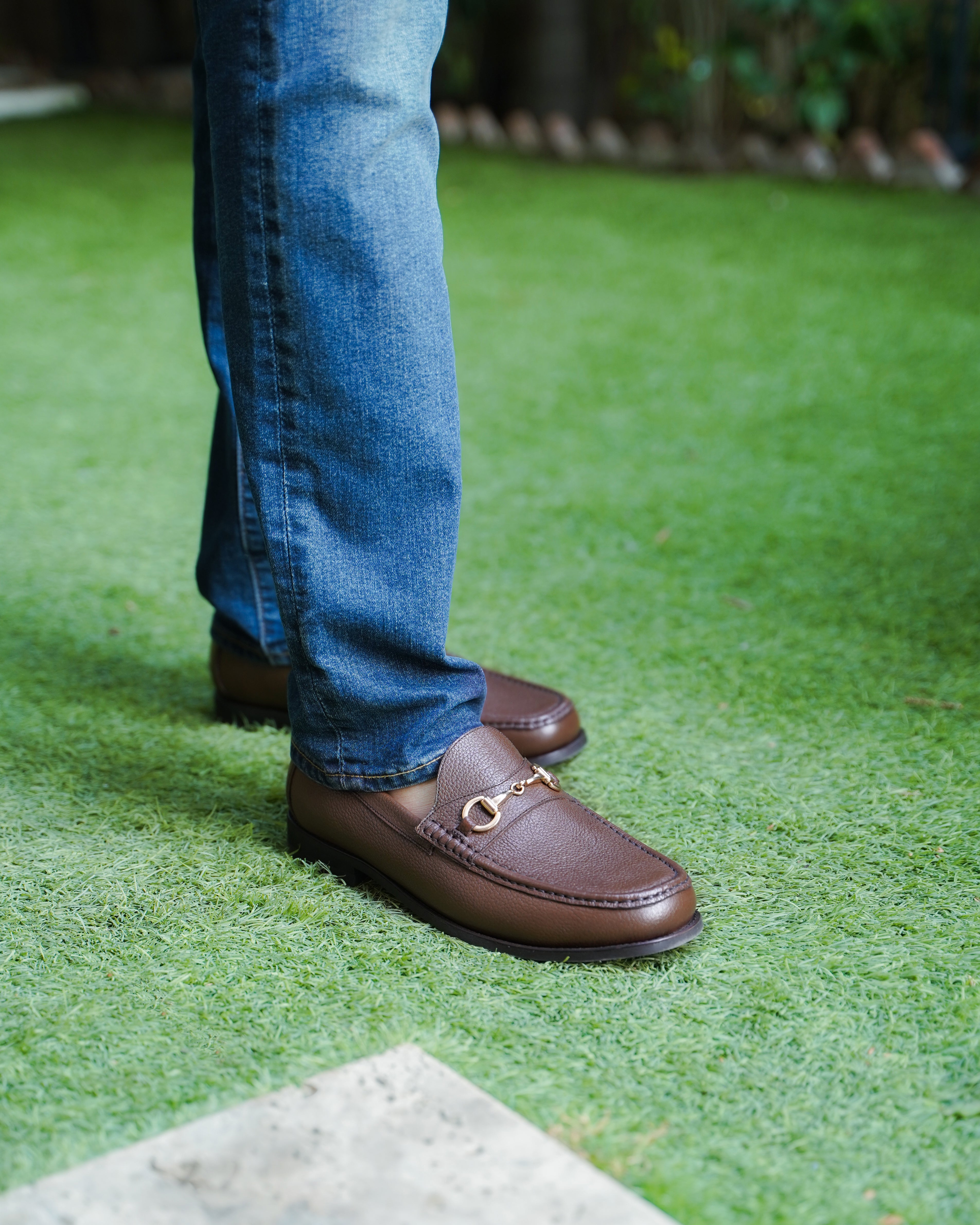 Tom - Men's Brown Pebble Grain Leather Loafer