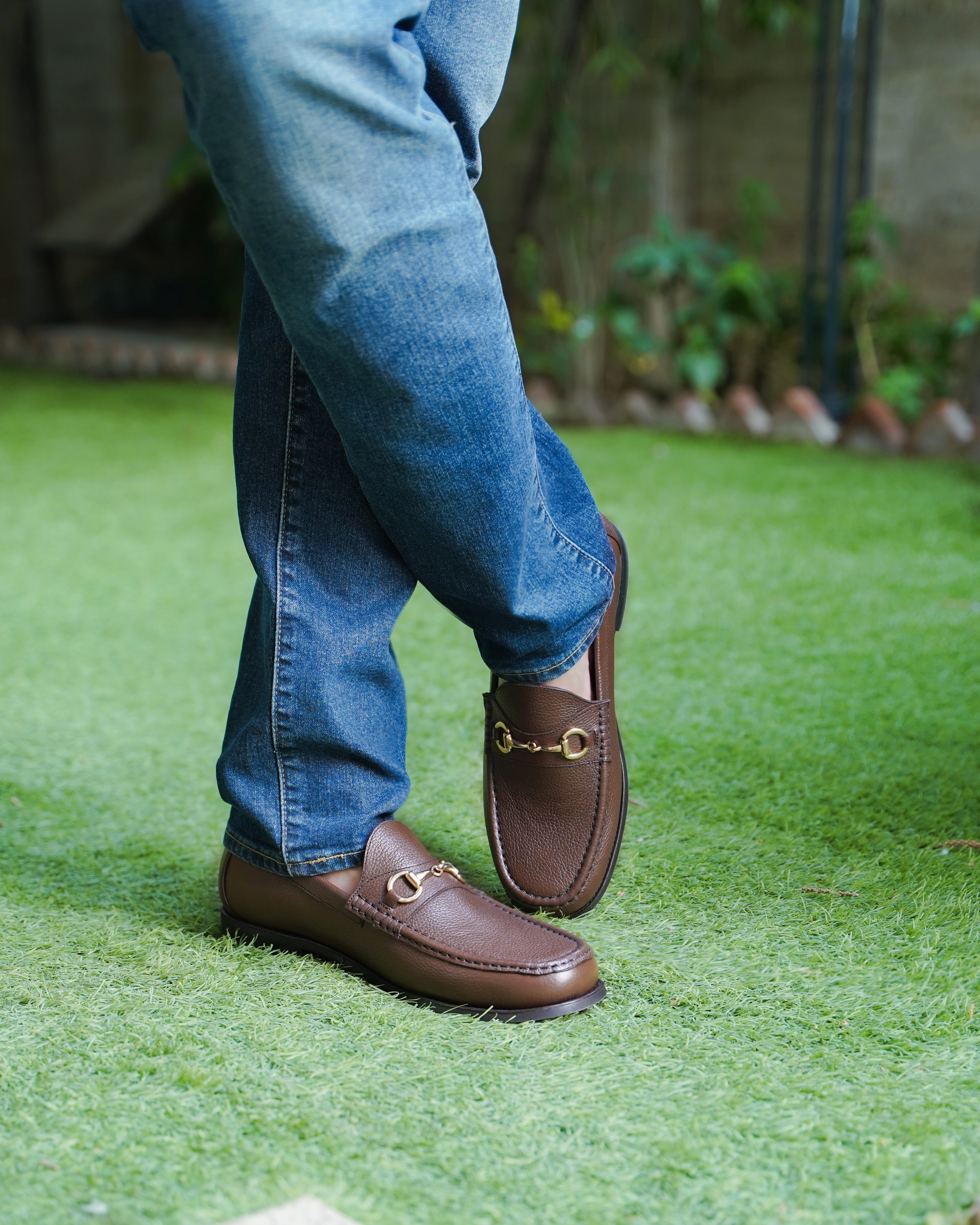 Tom - Men's Brown Pebble Grain Leather Loafer