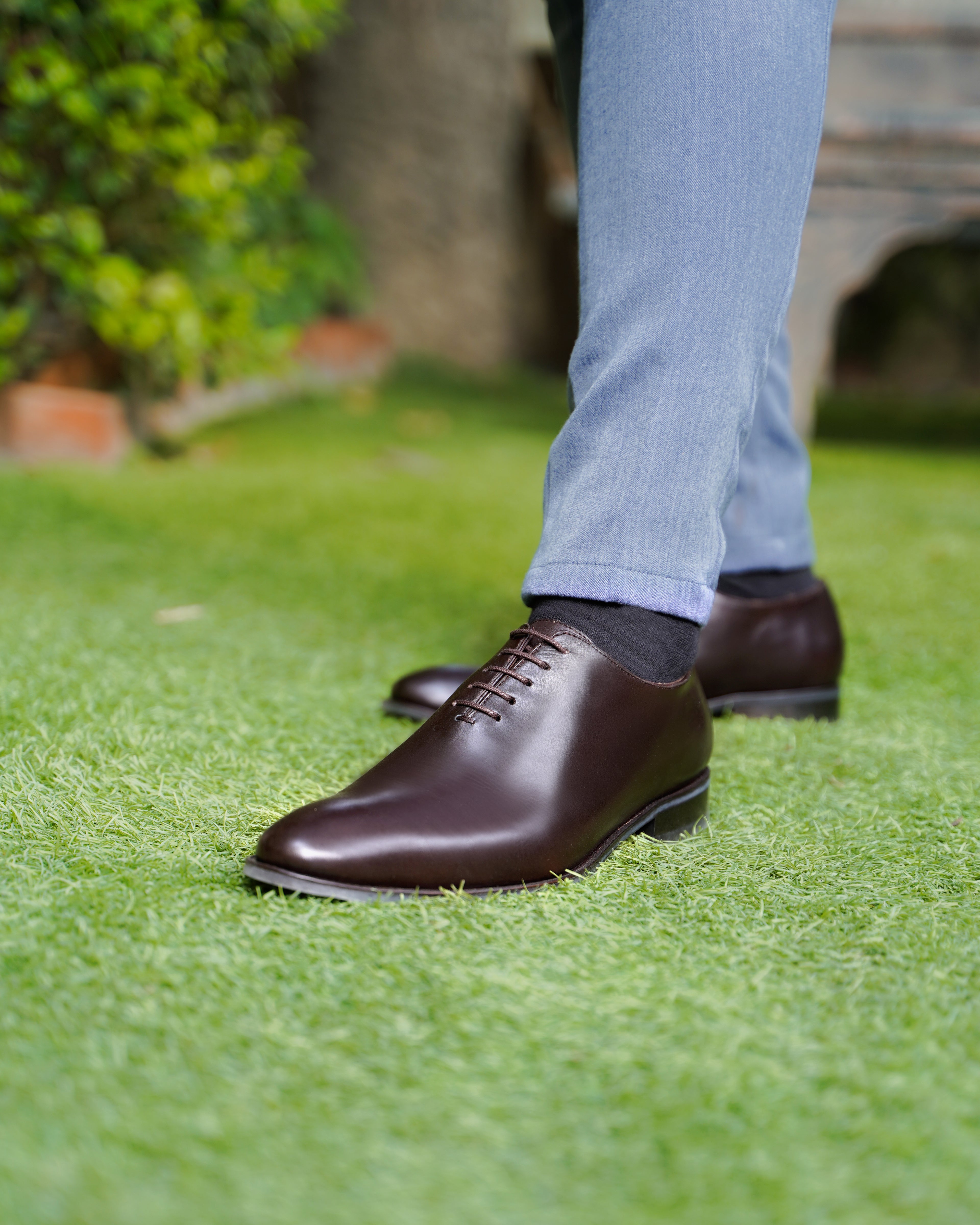 Aristocrat - Men's Dark Brown Calf Leather Wholecut Shoe