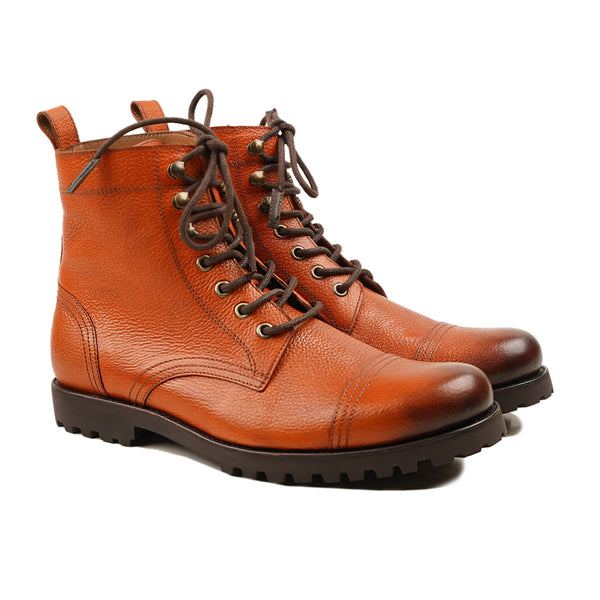 Reiki -  Men's Burnished Orange Tan Pebble Grain Leather Boot