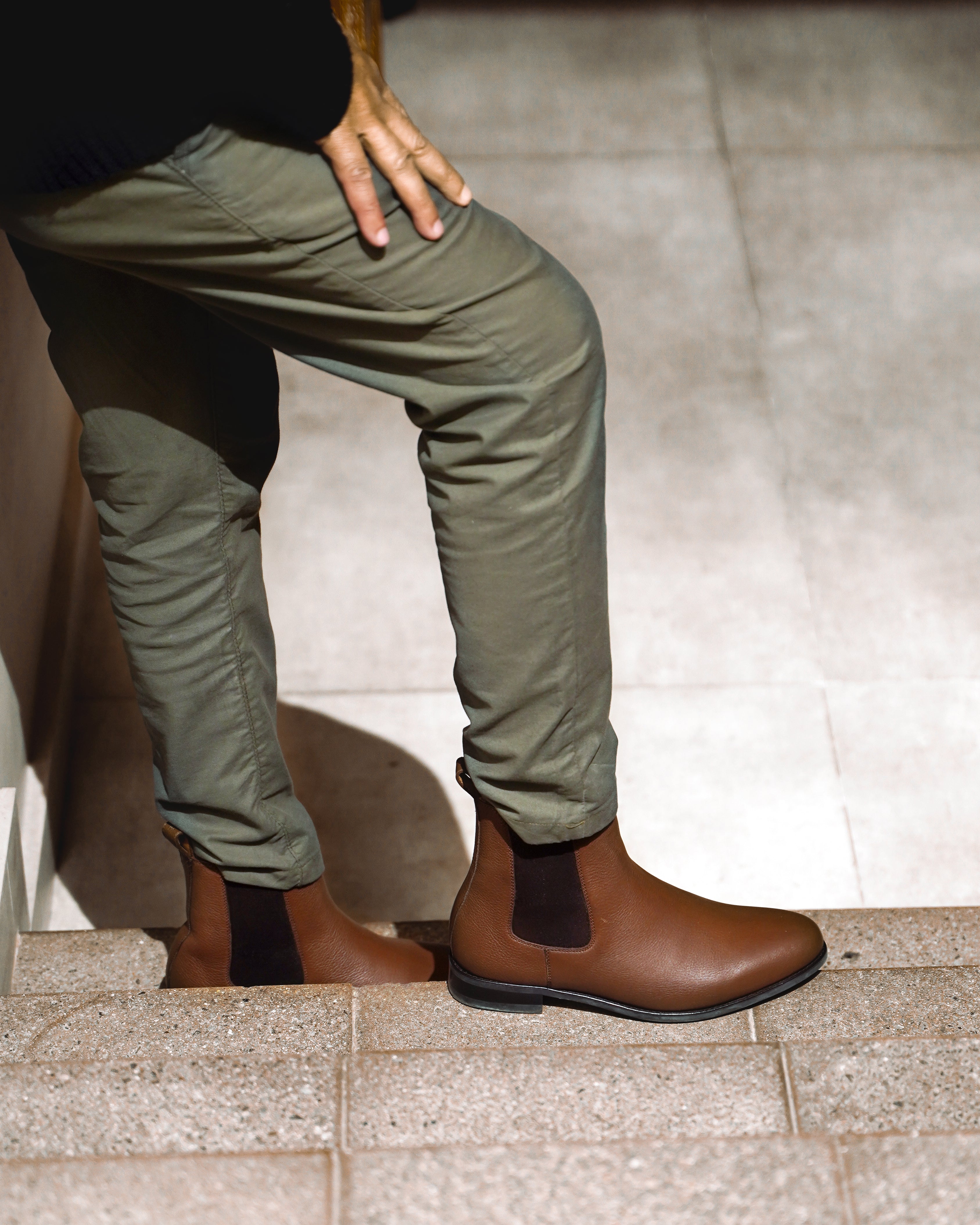 Camellia - Men's Brown Pebble Grain Chelsea Boot