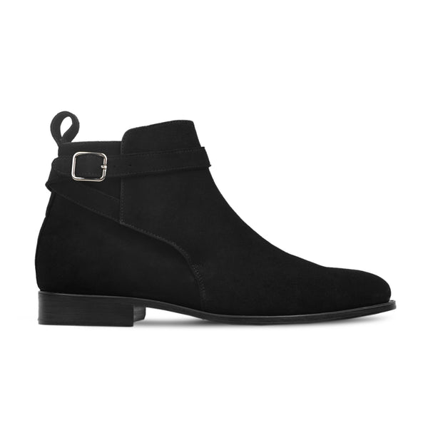 Kostan - Men's Black Kid Suede Jodhpur Boot