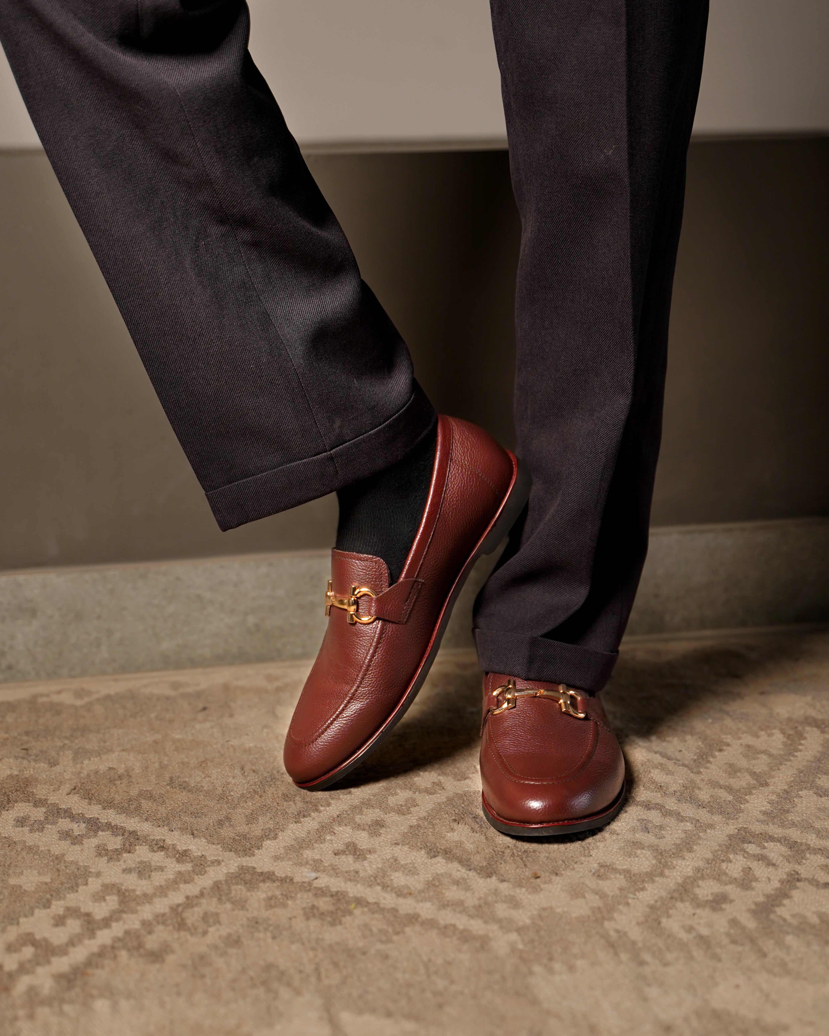 Bucharest - Men's Oxblood Pebble Grain Leather Loafer