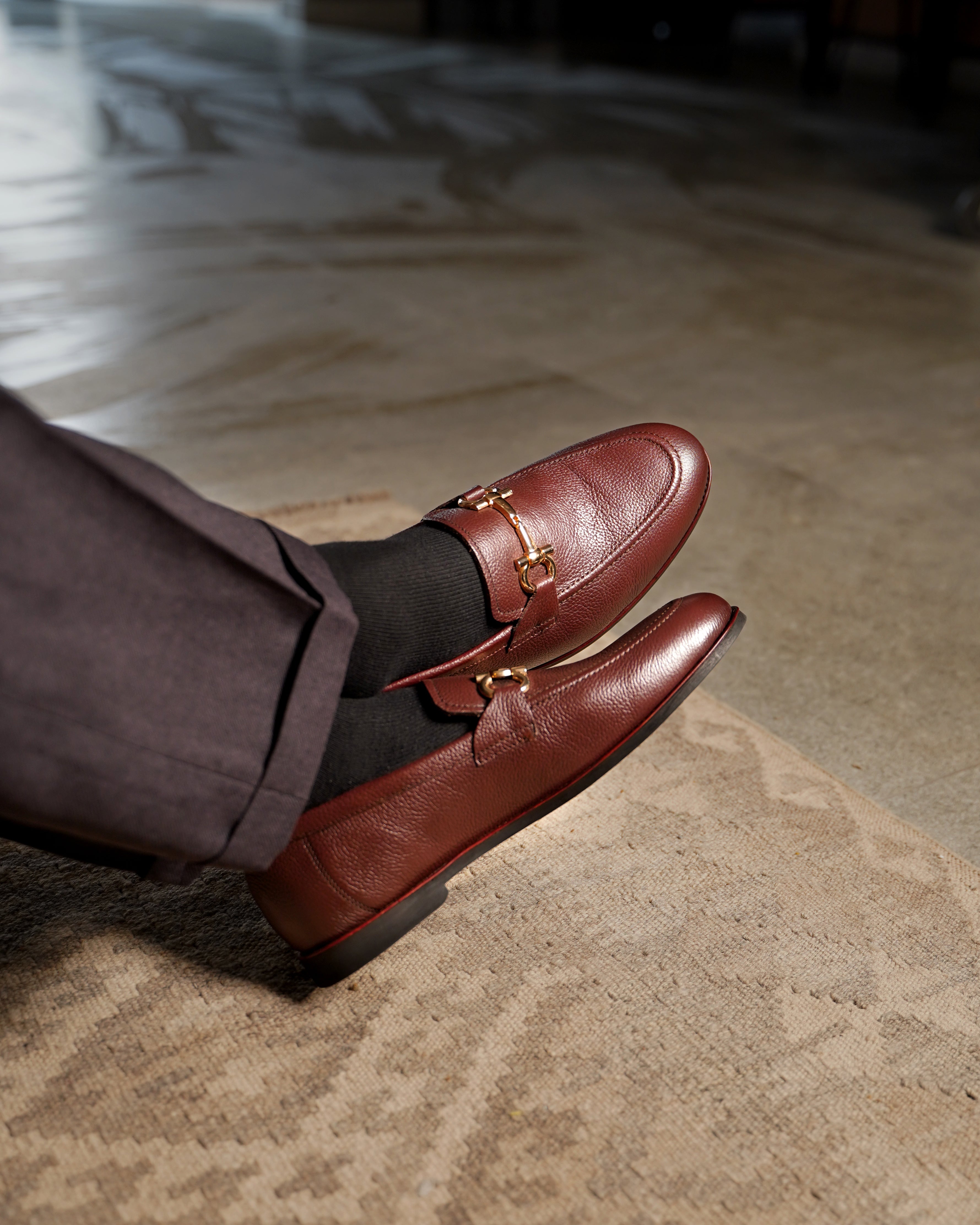 Bucharest - Men's Oxblood Pebble Grain Leather Loafer