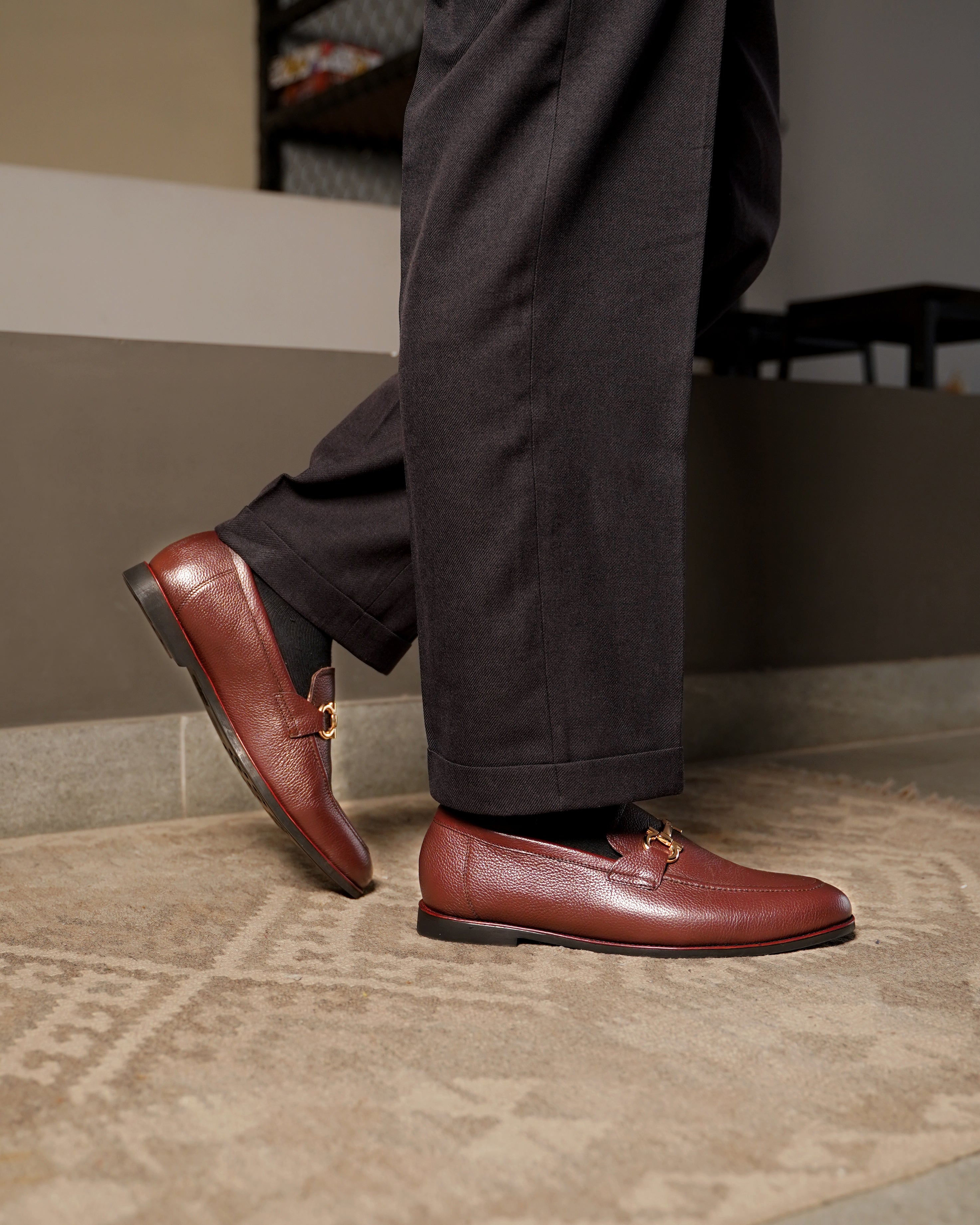 Bucharest - Men's Oxblood Pebble Grain Leather Loafer