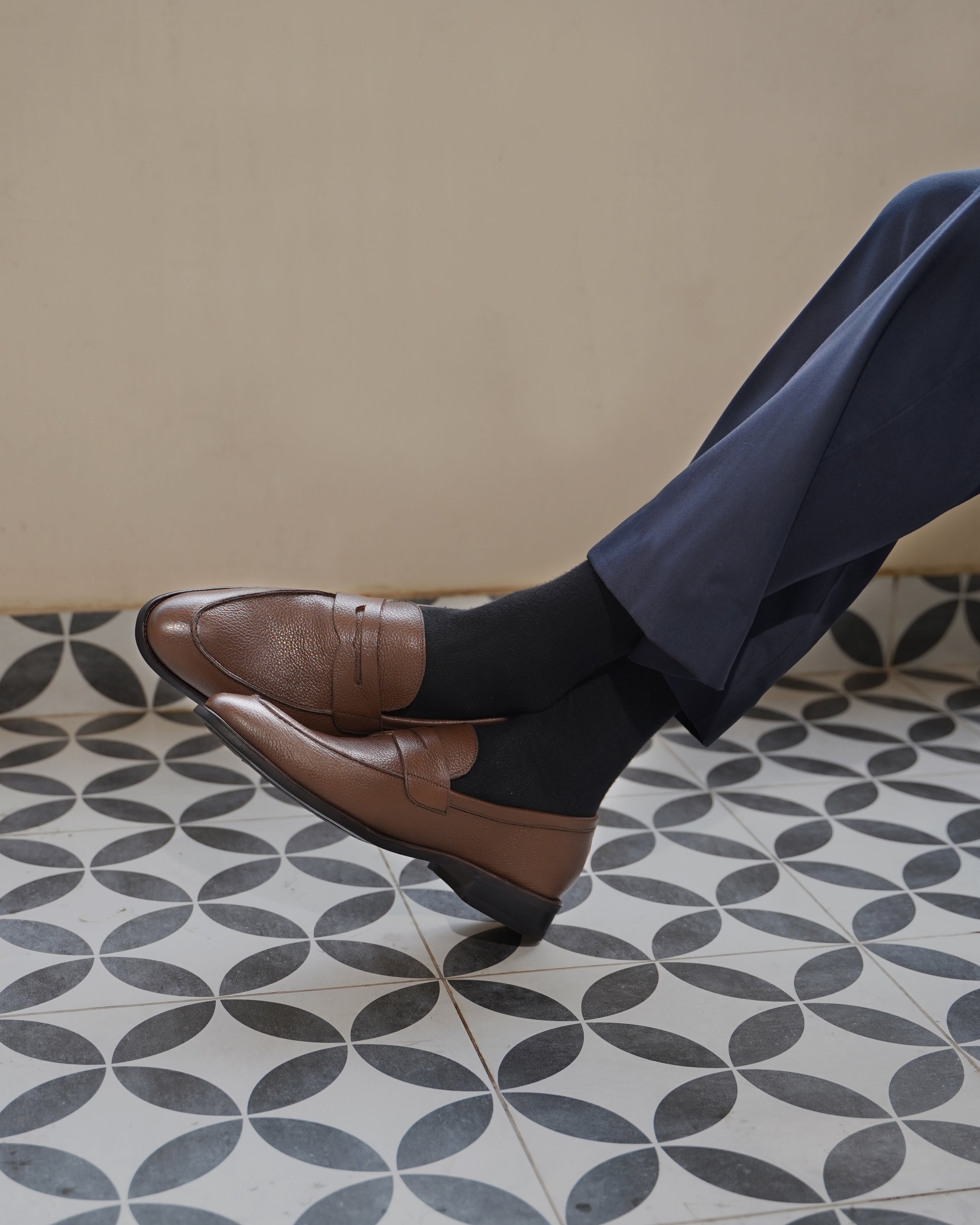 Campania - Men's Brown Pebble Grain Leather Loafer