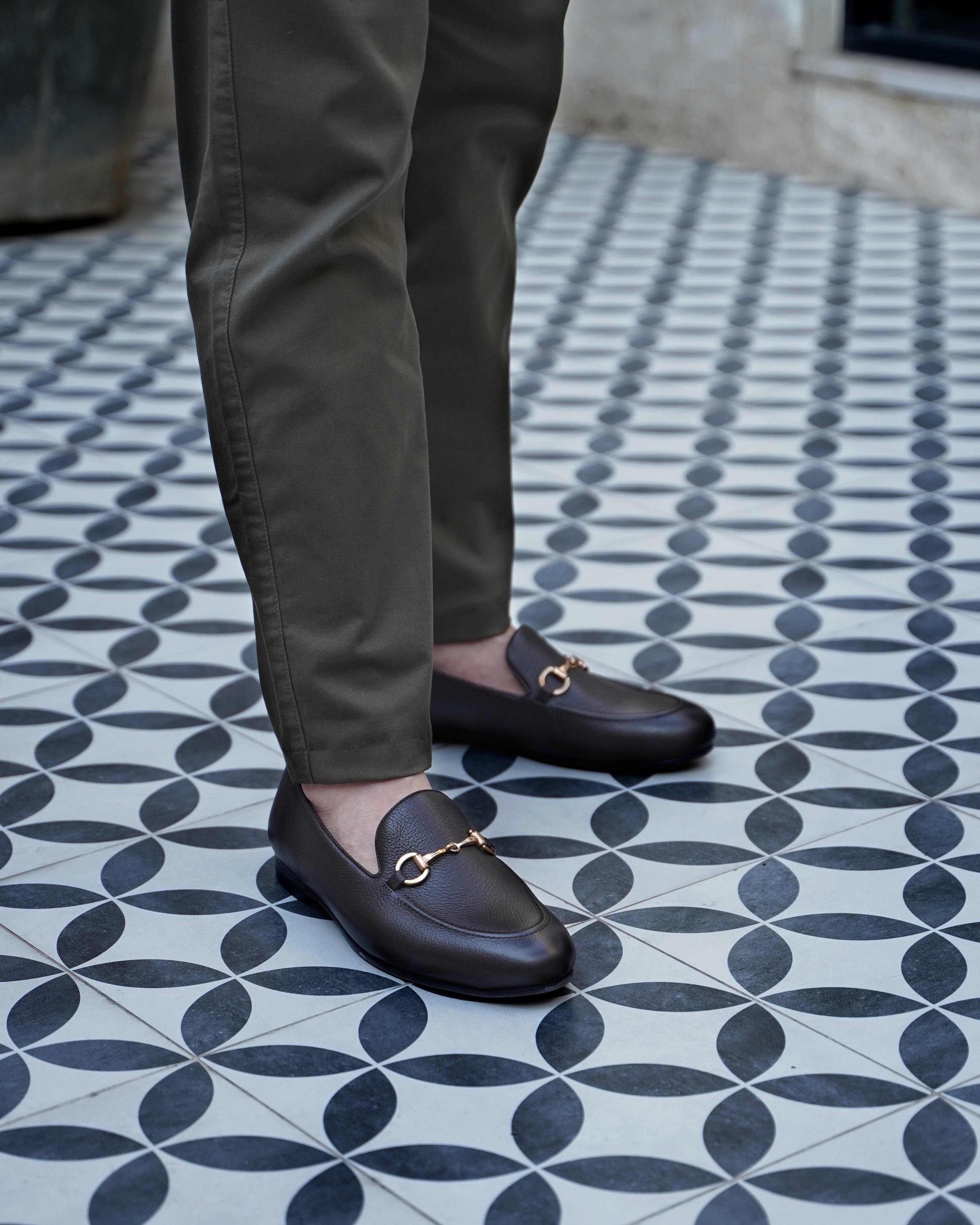 Byron - Men's Dark Brown Pebble Grain Leather Loafer